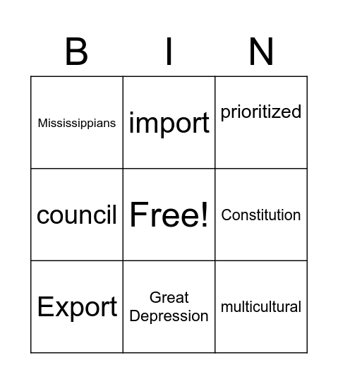 U.S. and Canada- BINGO Card