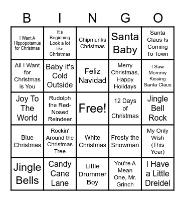 Holiday Bingo Card