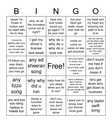 arc song bingo !! Bingo Card
