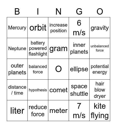 Science Midterm Review Bingo Card