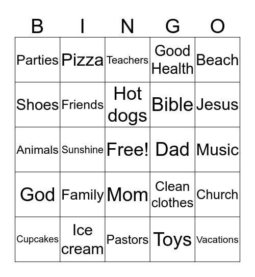 Thanksgiving Bingo Card
