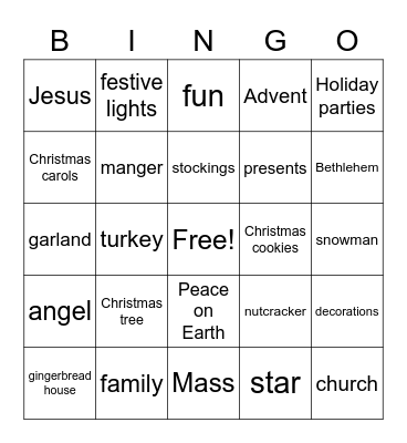 Christmas Bingo Card