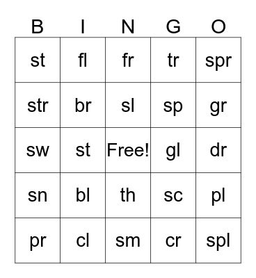 Blends Bingo Card