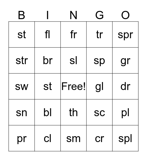 Blends Bingo Card