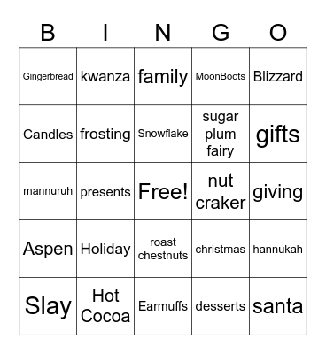 holiday Bingo Card