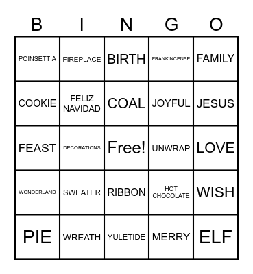 Christmas Bingo Card