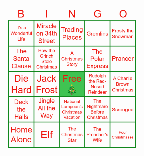 🎄 Christmas Movie Bucket List Bingo 🎄 Bingo Card