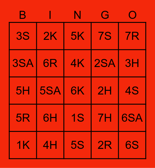 SANS RANCUNE Bingo Card