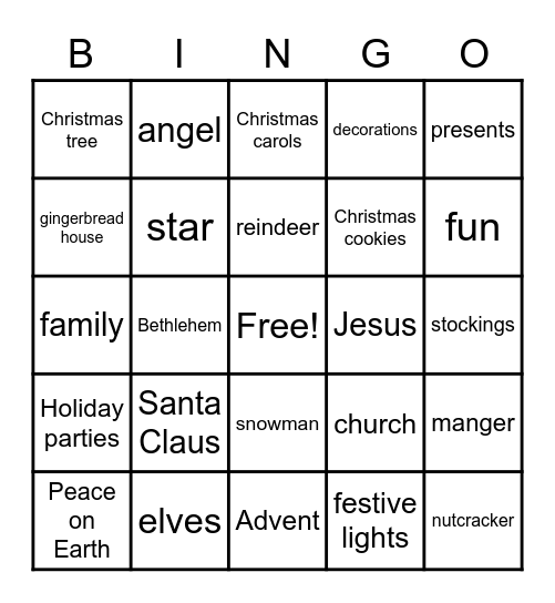 Christmas Bingo Card