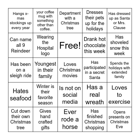 Lets Mingle...Find Someone... Bingo Card