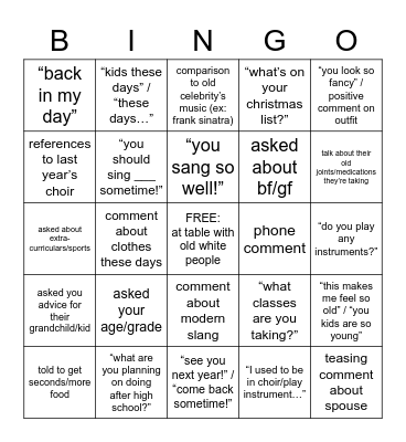 lions club bingo Card