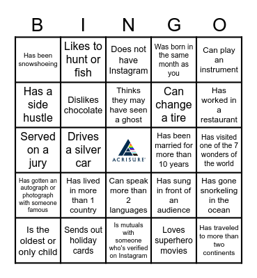 Carrier Team Bingo Card