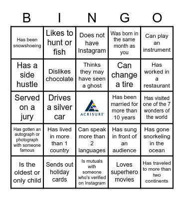 Carrier Team Bingo Card