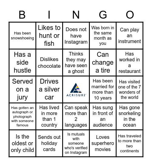 Carrier Team Bingo Card