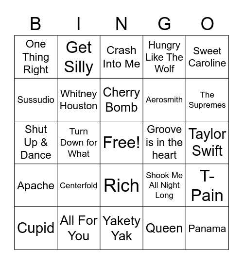 Free For All Bingo Card