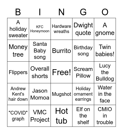 3rd Annual Virtual IT/Informatics Holiday BINGO Card