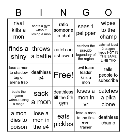 wott Bingo Card