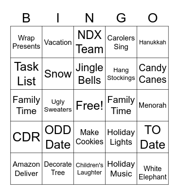 Holiday Bingo Card