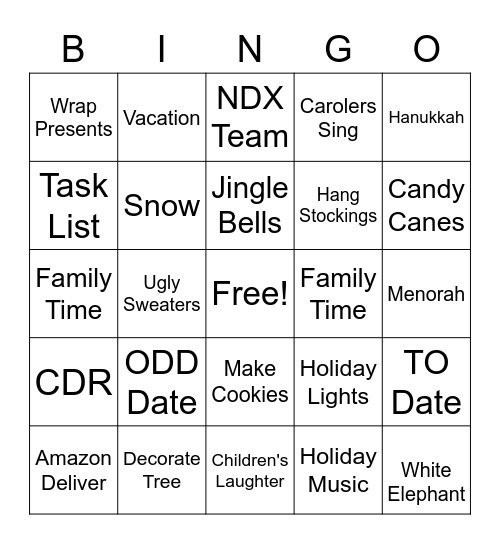 Holiday Bingo Card