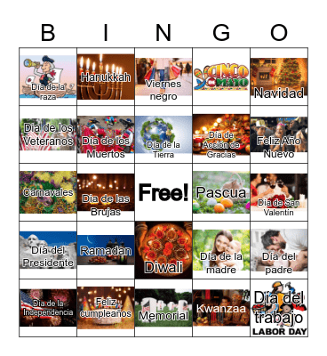 Celebraciones - Holidays Bingo Card