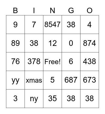CSS Holiday Bingo Card