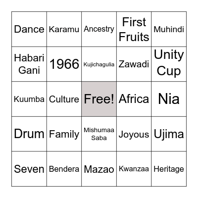 Kwanza Bingo Card