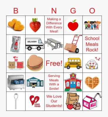We LOVE Serving School Meals Bingo Card