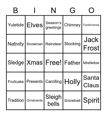 Christmas Bingo Card