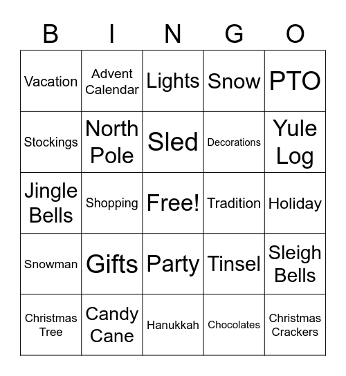 FIS AP Holiday Bingo Card