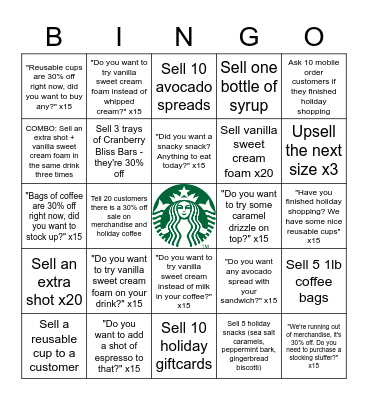 Increase Average Ticket Bingo Card