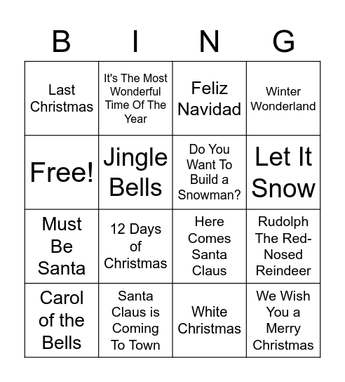 Christmas Song Bingo 2022 Part 2 Bingo Card