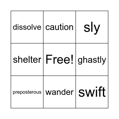 Vocabulary #11 Bingo Card