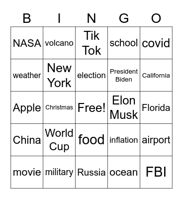 CNN10 Bingo Card