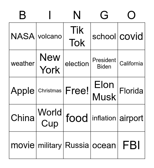 CNN10 Bingo Card