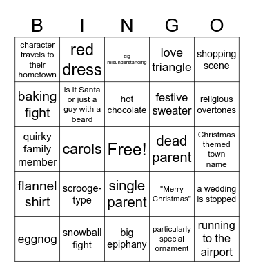 Christmas Movie Bingo Card