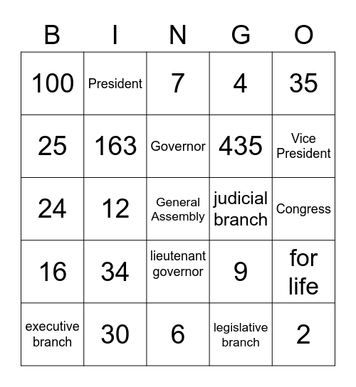 Missouri Govt Bingo Card