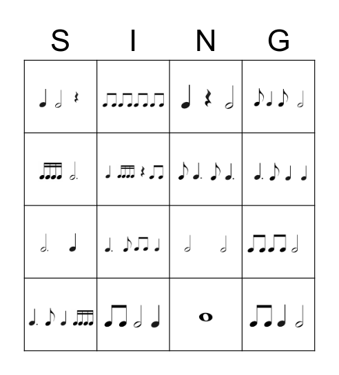 Rhythm Bingo Level 5 Bingo Card