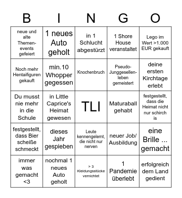 TLI Bingo 2022 Bingo Card