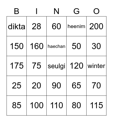 seulgi Bingo Card