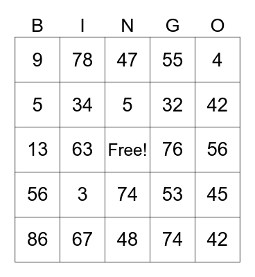 OLD PEOPLE BINGO Card