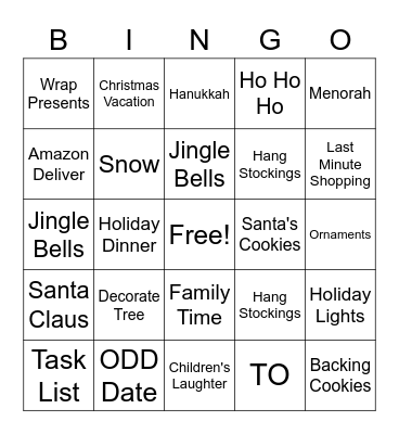 Holiday Bingo ! Bingo Card