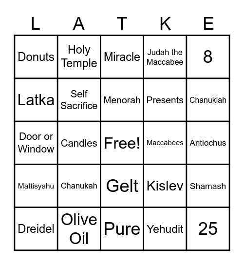 Happy Chanukah! Bingo Card