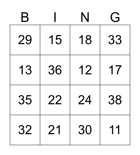 Y-Press Bingo Card