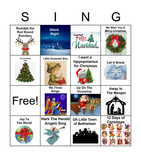 Carol Bingo Card