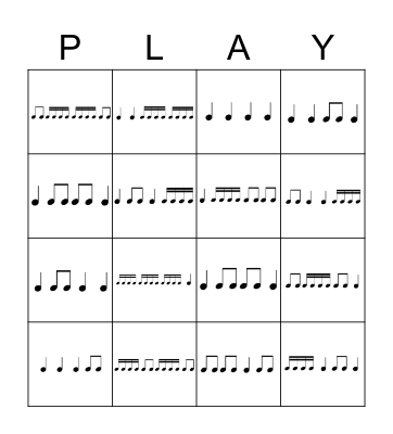 Rhythm Bingo Level 3 Bingo Card