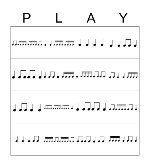 Rhythm Bingo Level 3 Bingo Card