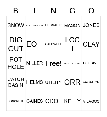 CDOT HOLIDAY BINGO Card