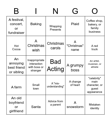 Bad Christmas Movie Bingo Card