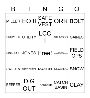 CDOT HOLIDAY BINGO Card