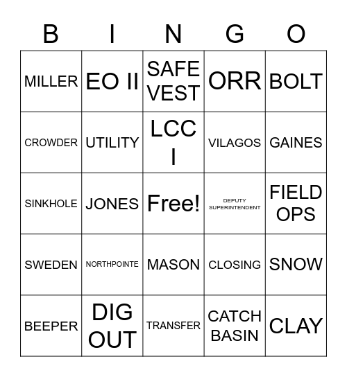 CDOT HOLIDAY BINGO Card